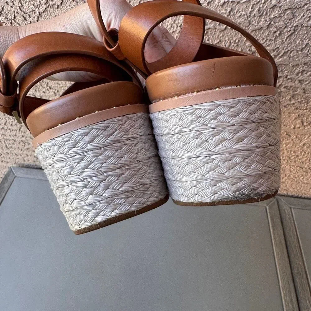 FitFlop Eloise Wedge Sandals Womens Size 8 Tan Platform Espadrille Strappy Shoes - Picture 13 of 16